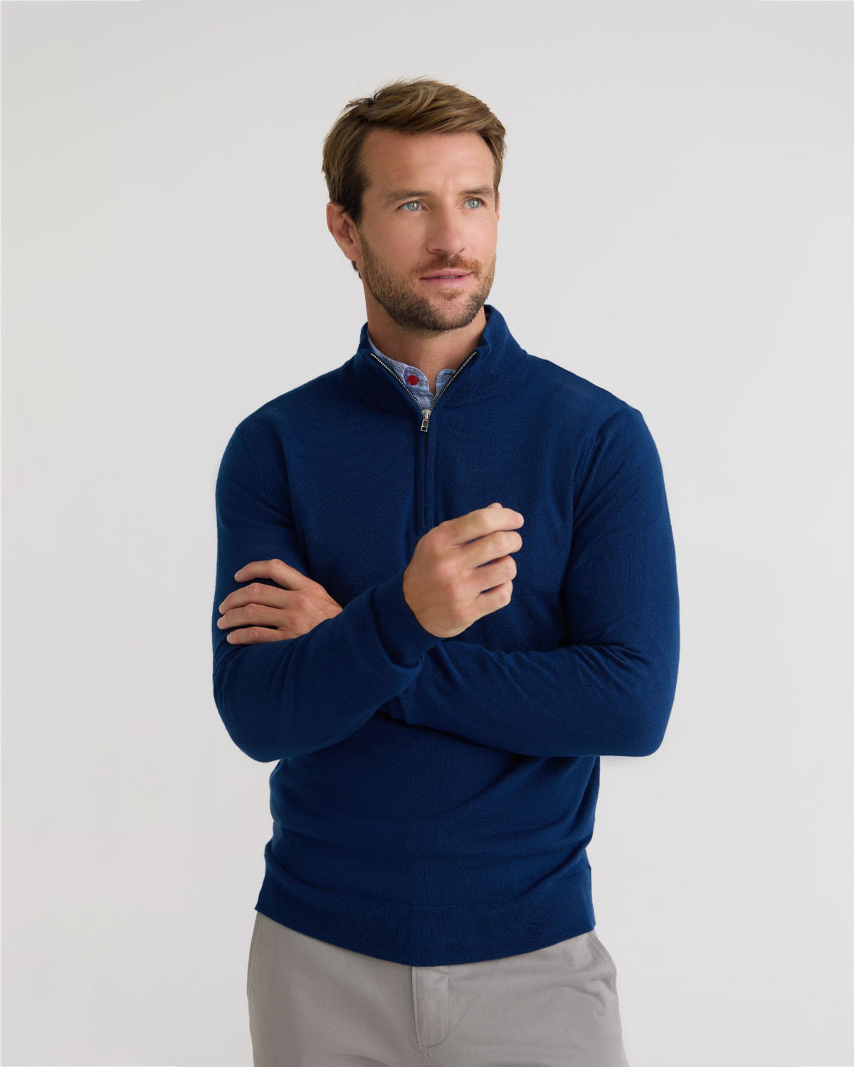 Merino Zip Neck Pure Wool Pullover - Available ~ 1-2 weeks MENS KNITWEAR