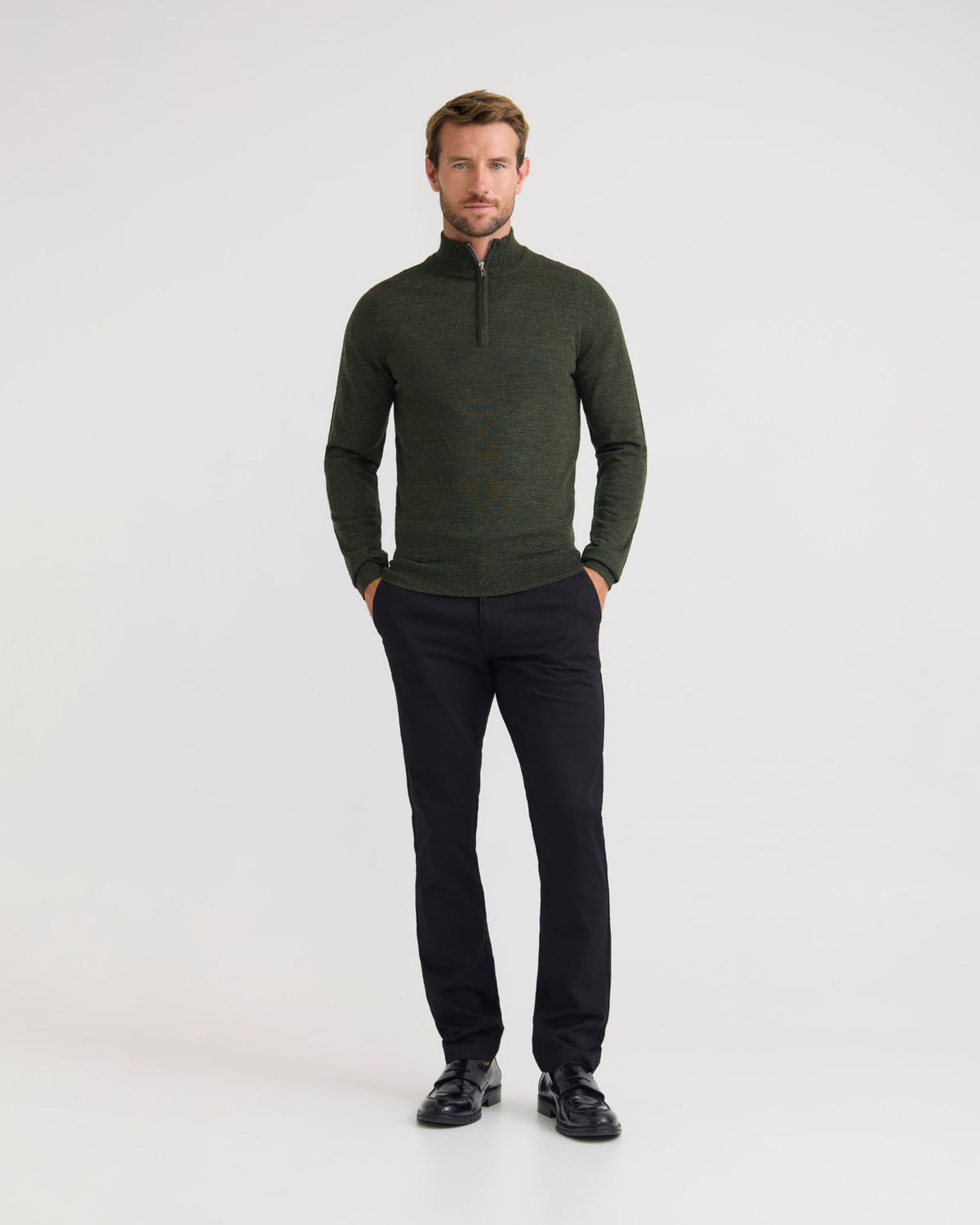 Merino Zip Neck Pure Wool Pullover - Available ~ 1-2 weeks MENS KNITWEAR