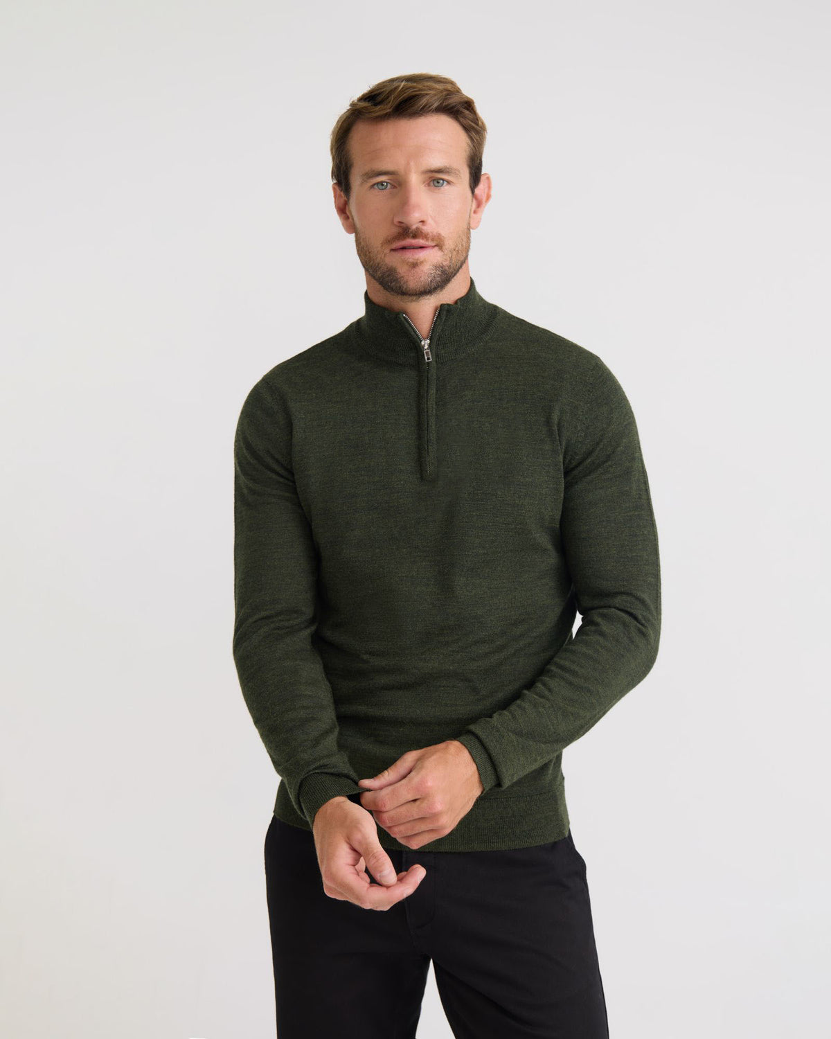 Merino Zip Neck Pure Wool Pullover - Available ~ 1-2 weeks MENS KNITWEAR