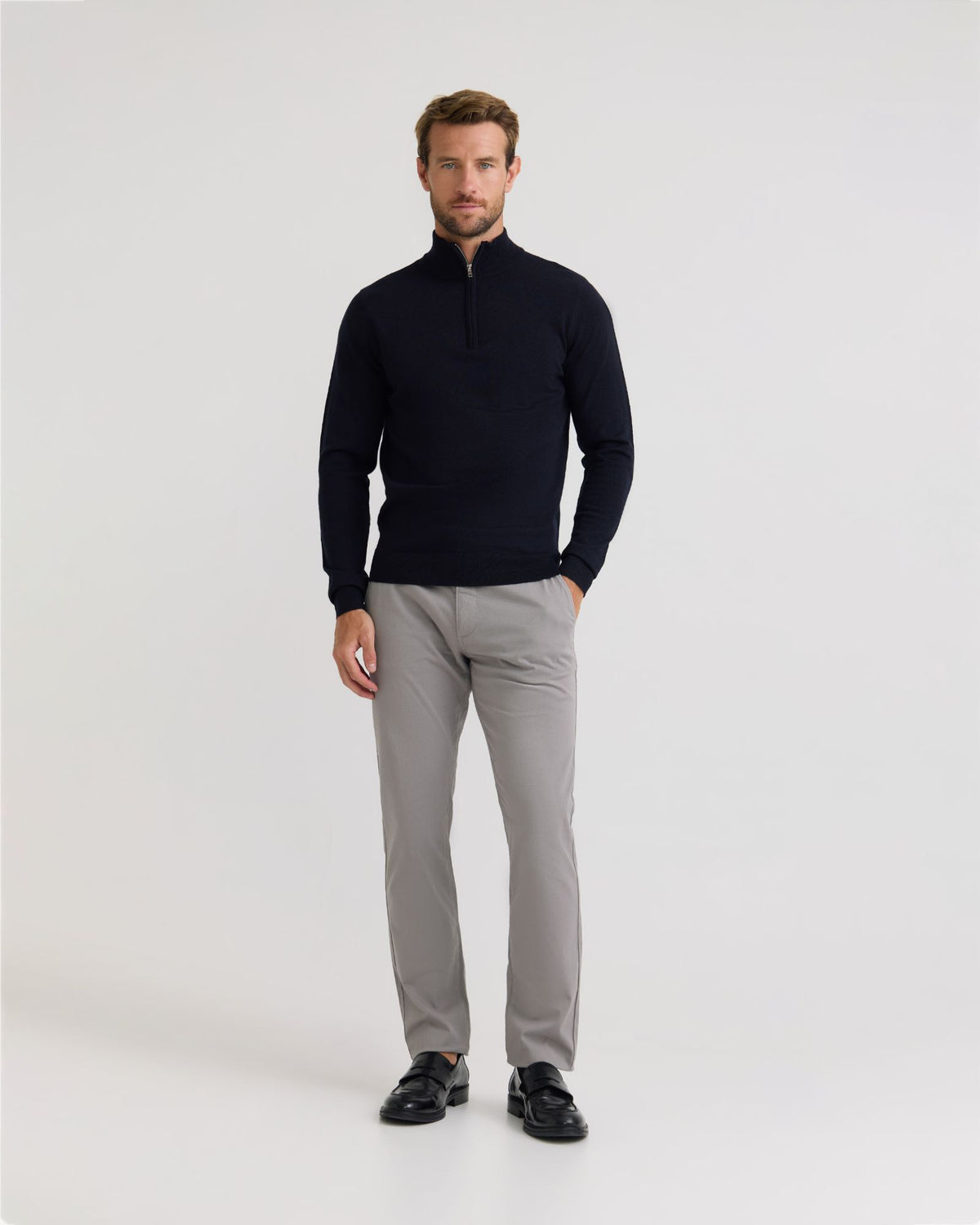 Merino Zip Neck Pure Wool Pullover - Available ~ 1-2 weeks MENS KNITWEAR