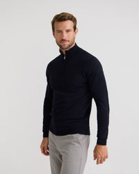 Merino Zip Neck Pure Wool Pullover - Available ~ 1-2 weeks MENS KNITWEAR