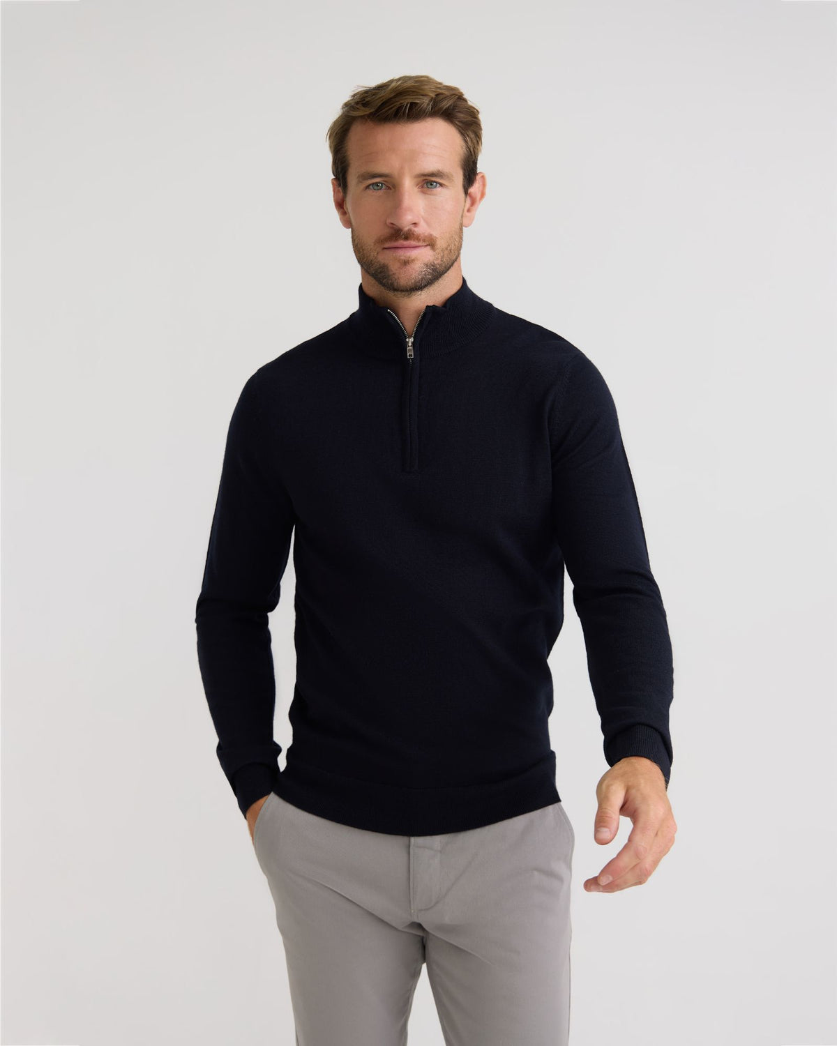 Merino Zip Neck Pure Wool Pullover - Available ~ 1-2 weeks MENS KNITWEAR