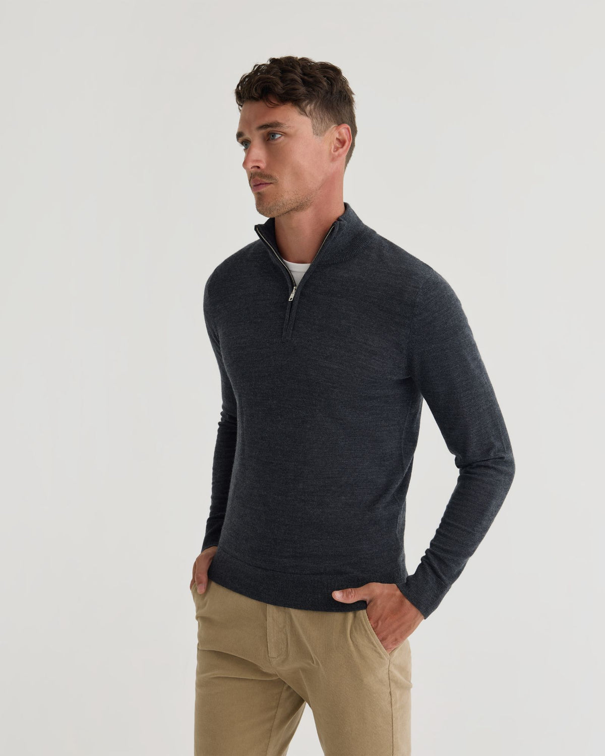 Merino Zip Neck Pure Wool Pullover - Available ~ 1-2 weeks MENS KNITWEAR