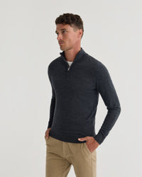 Merino Zip Neck Pure Wool Pullover - Available ~ 1-2 weeks MENS KNITWEAR