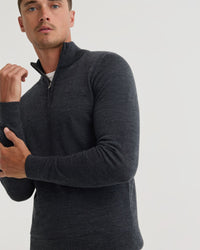 Merino Zip Neck Pure Wool Pullover - Available ~ 1-2 weeks MENS KNITWEAR