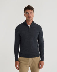 Merino Zip Neck Pure Wool Pullover - Available ~ 1-2 weeks MENS KNITWEAR
