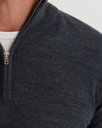Merino Zip Neck Pure Wool Pullover - Available ~ 1-2 weeks MENS KNITWEAR