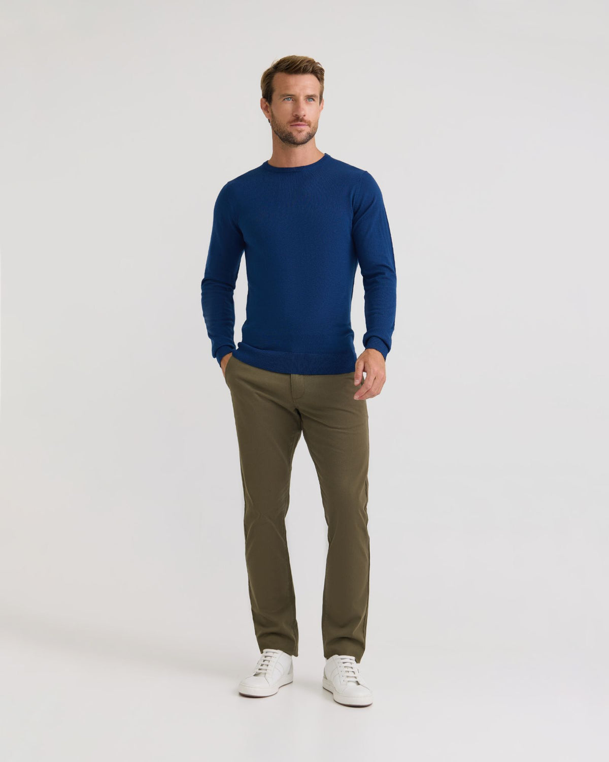 Crew Neck Pure Wool Pullover MENS KNITWEAR