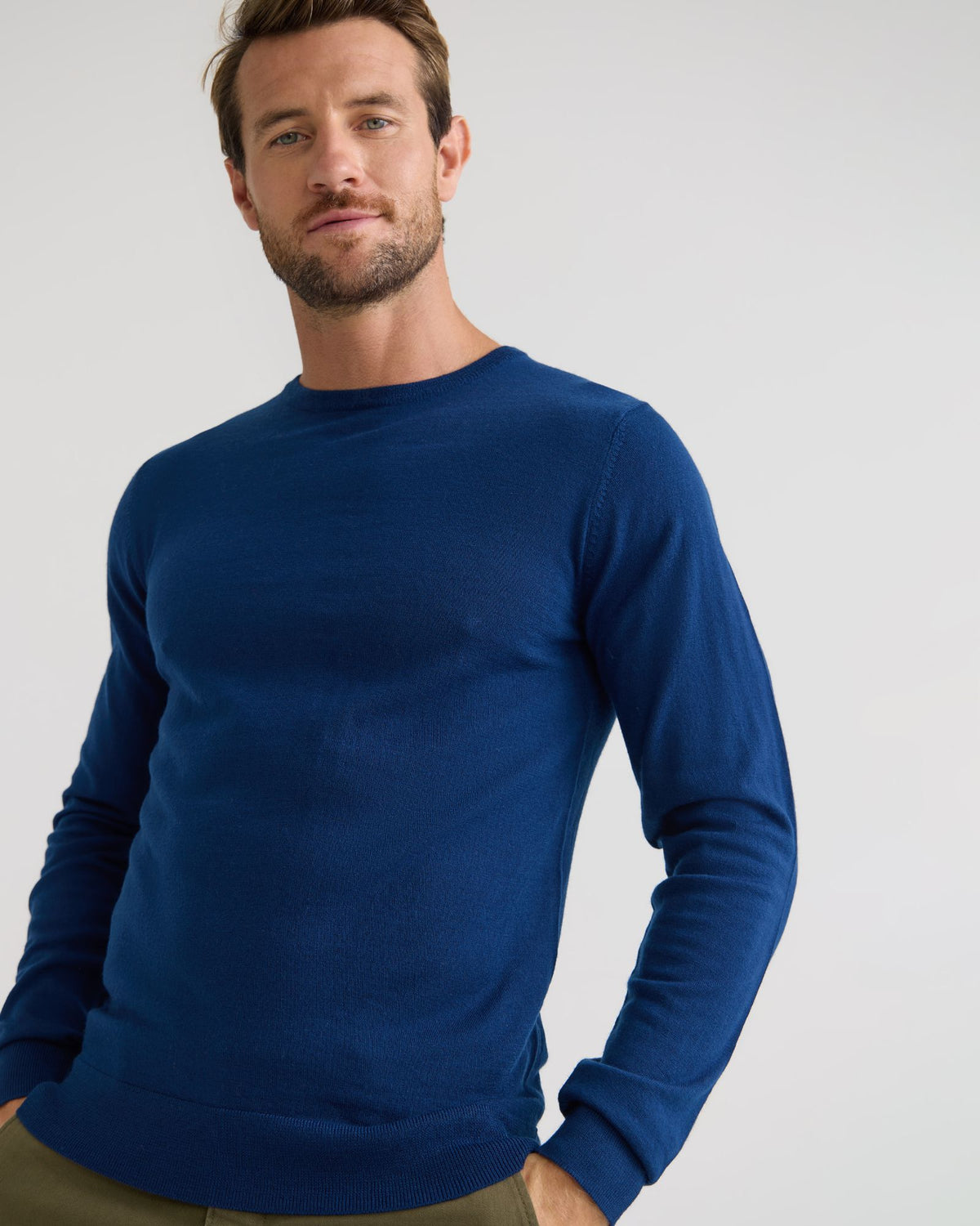 Crew Neck Pure Wool Pullover MENS KNITWEAR