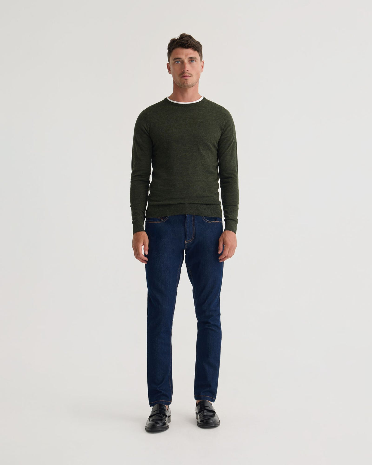 Crew Neck Pure Wool Pullover MENS KNITWEAR
