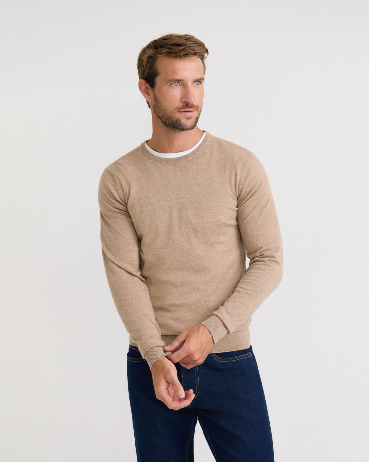 Crew Neck Pure Wool Pullover MENS KNITWEAR
