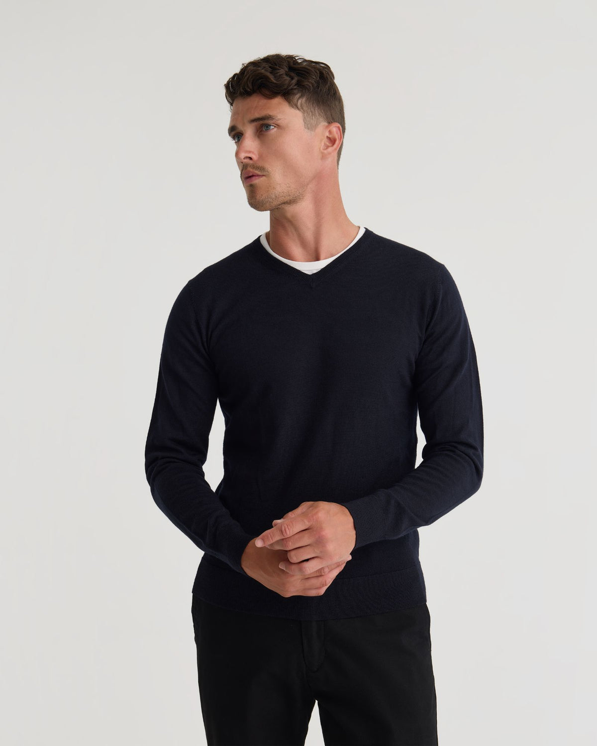 Wool Pull Basic V-Neck Pure Wool Pullover – Oxford Shop