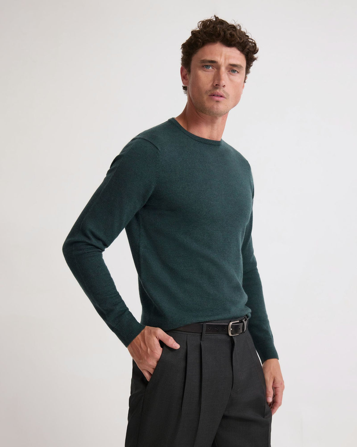 Crew Neck Pure Merino Wool Pullover MENS KNITWEAR