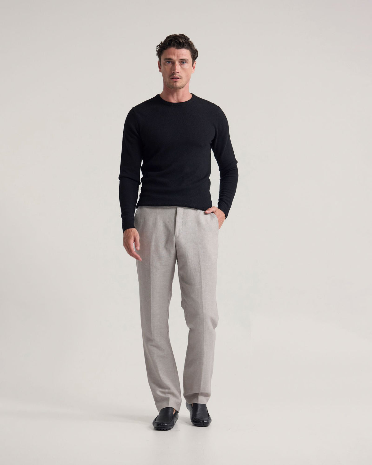 Crew Neck Pure Merino Wool Pullover MENS KNITWEAR