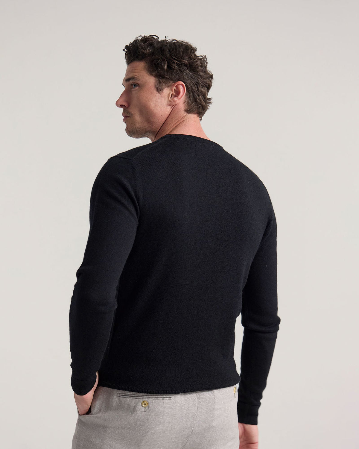 Crew Neck Pure Merino Wool Pullover MENS KNITWEAR