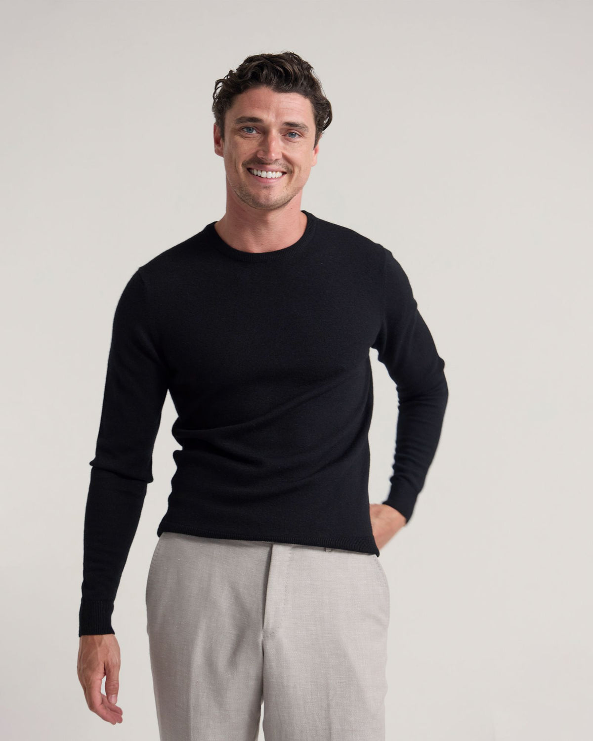Crew Neck Pure Merino Wool Pullover MENS KNITWEAR