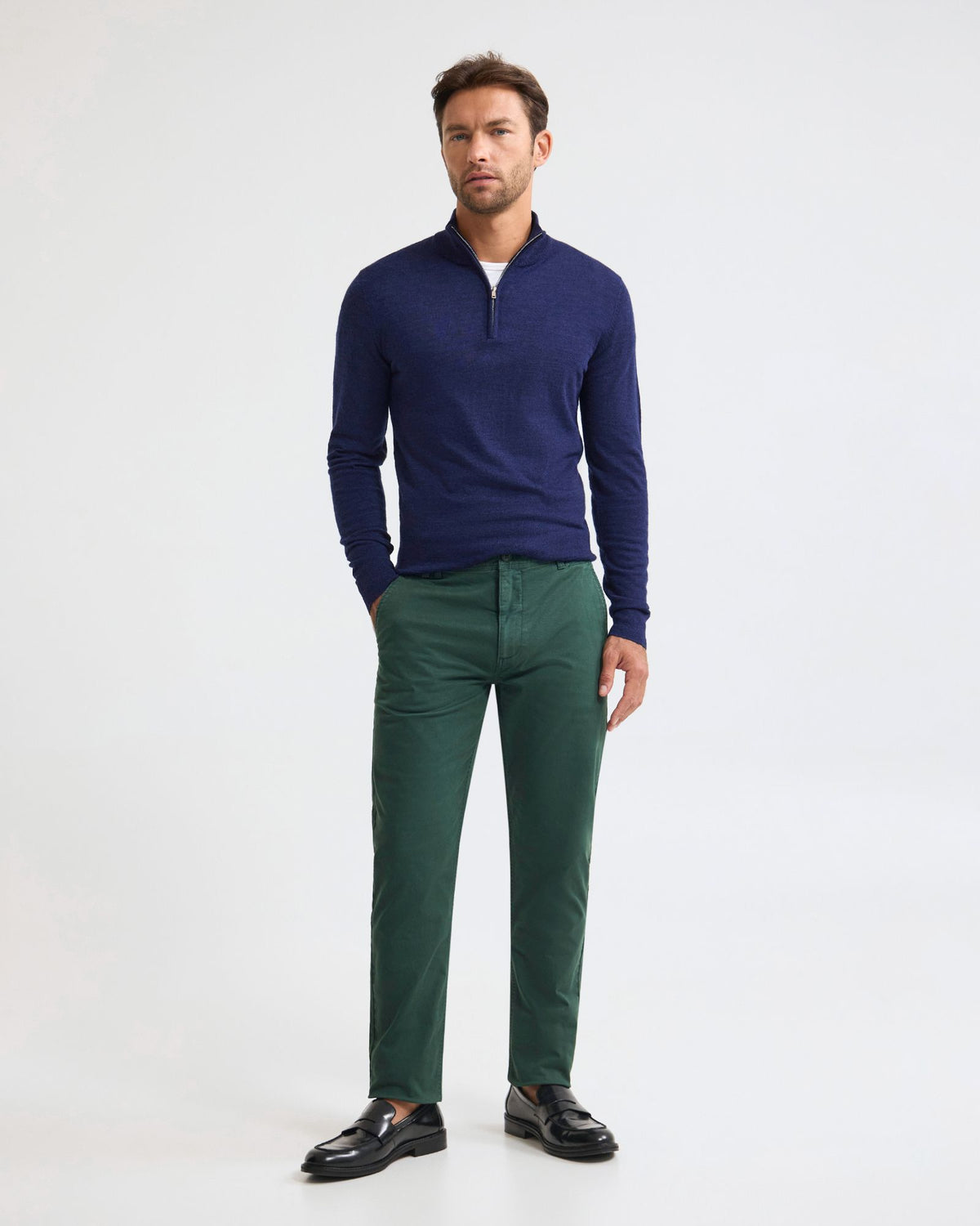 Merino Zip-Neck Wool Pullover MENS KNITWEAR
