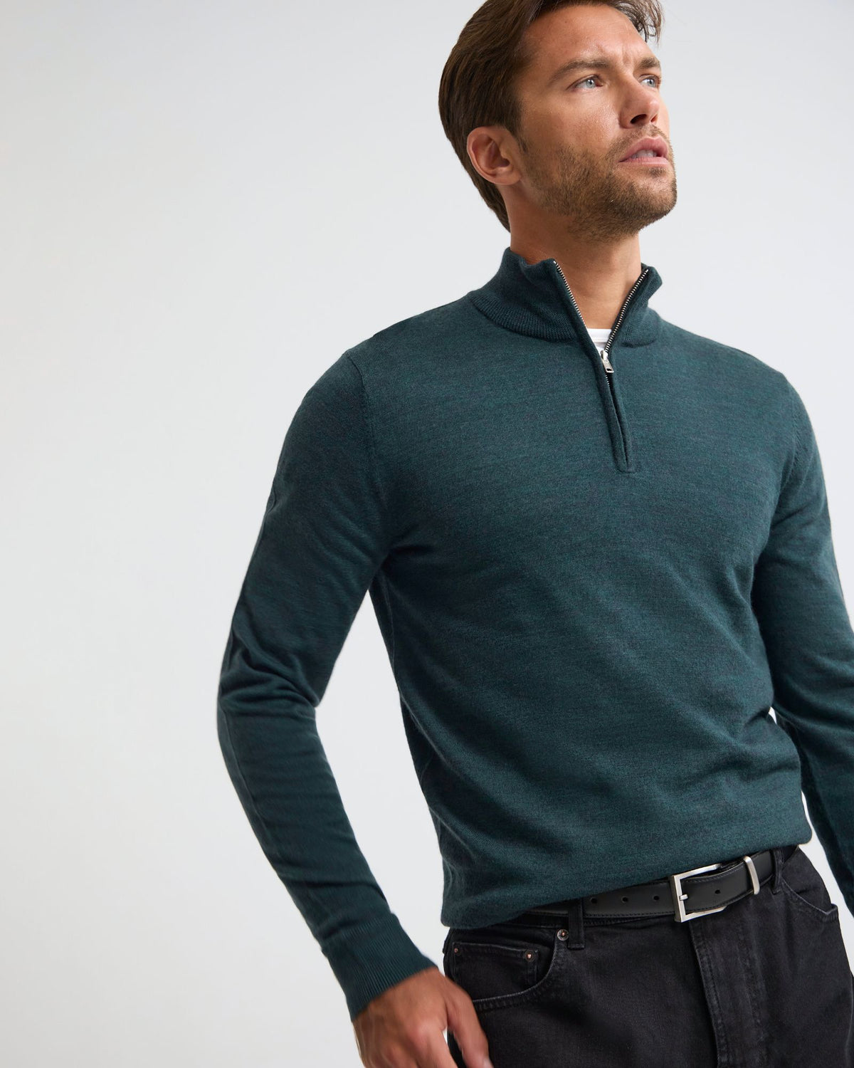 Merino Zip-Neck Wool Pullover MENS KNITWEAR