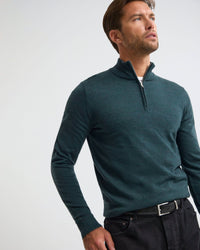 Merino Zip-Neck Wool Pullover MENS KNITWEAR