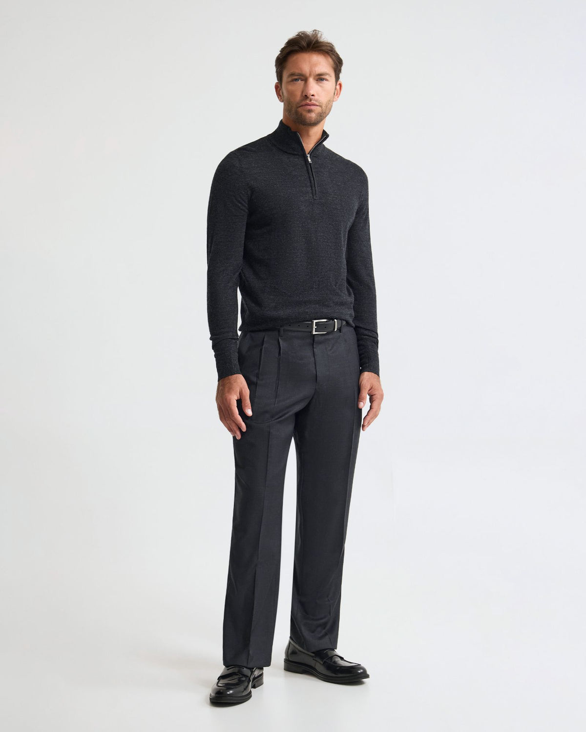 Merino Zip-Neck Wool Pullover MENS KNITWEAR