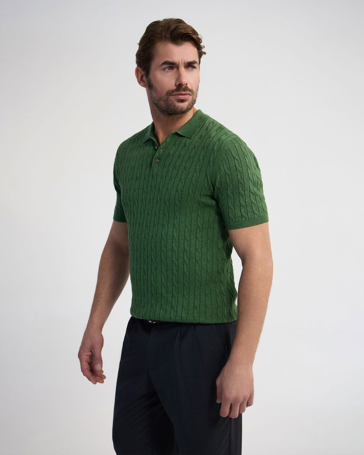 Fernando Cable Knit Polo MENS KNITWEAR