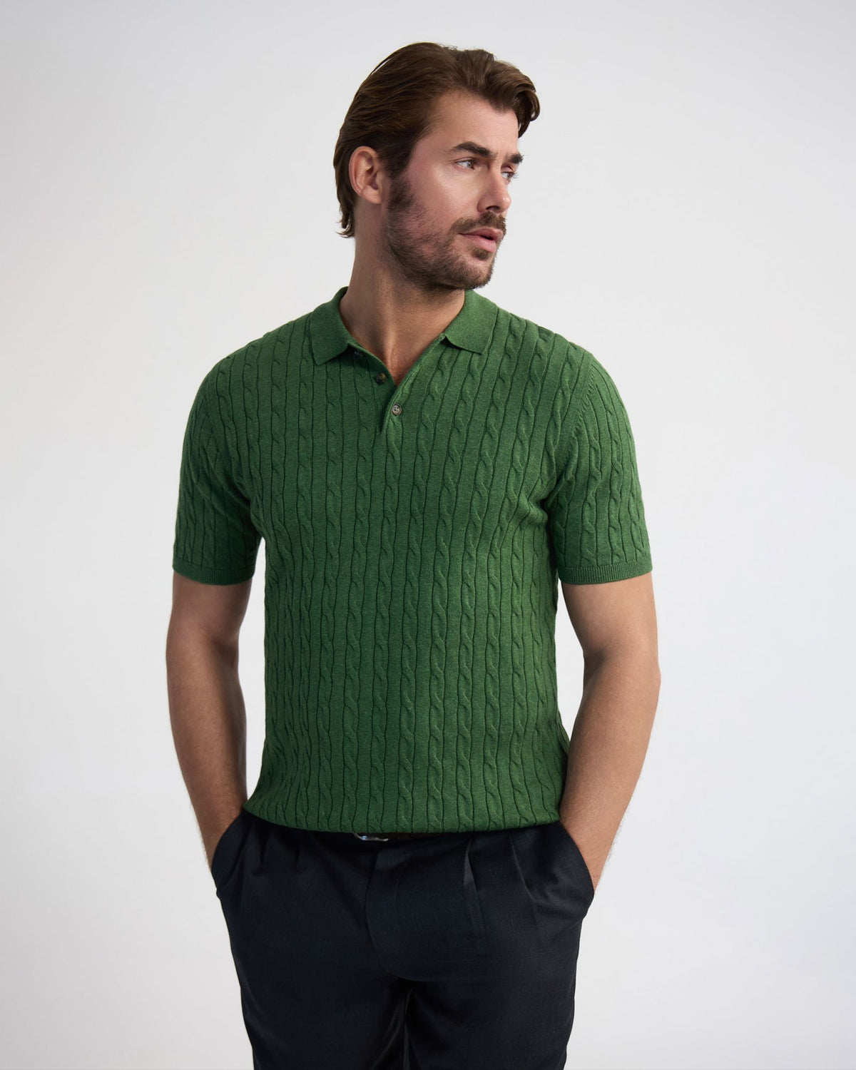 Fernando Cable Knit Polo MENS KNITWEAR