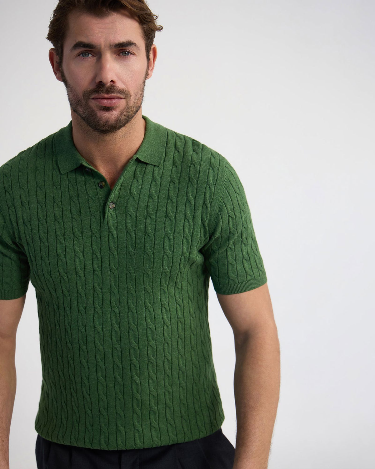 Fernando Cable Knit Polo MENS KNITWEAR