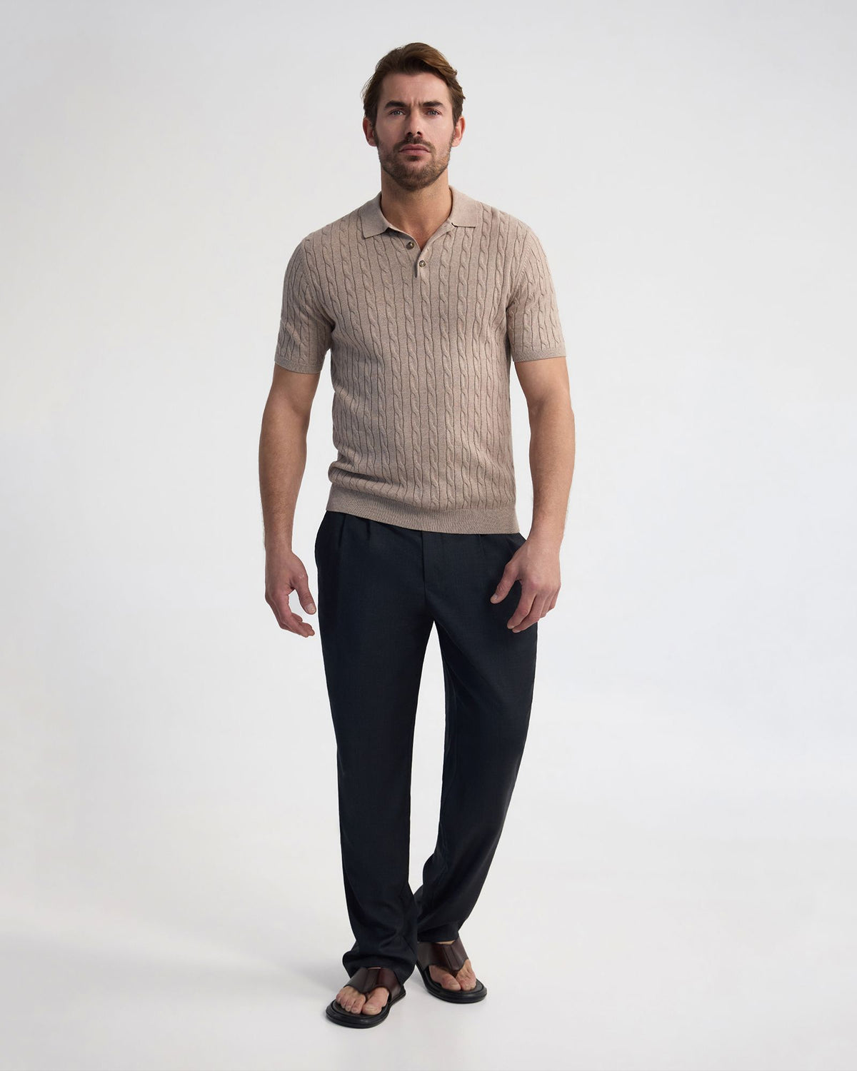Fernando Cable Knit Polo MENS KNITWEAR