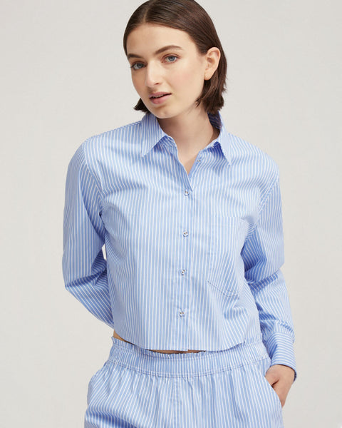 simplycomplicated OXFD SHIRT STRIPE BLUE OXFORD STRIPE SHIRT