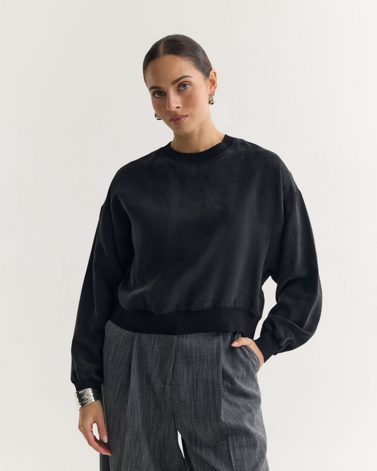 Lola Rib Collar Cupro Top WOMENS TOPS