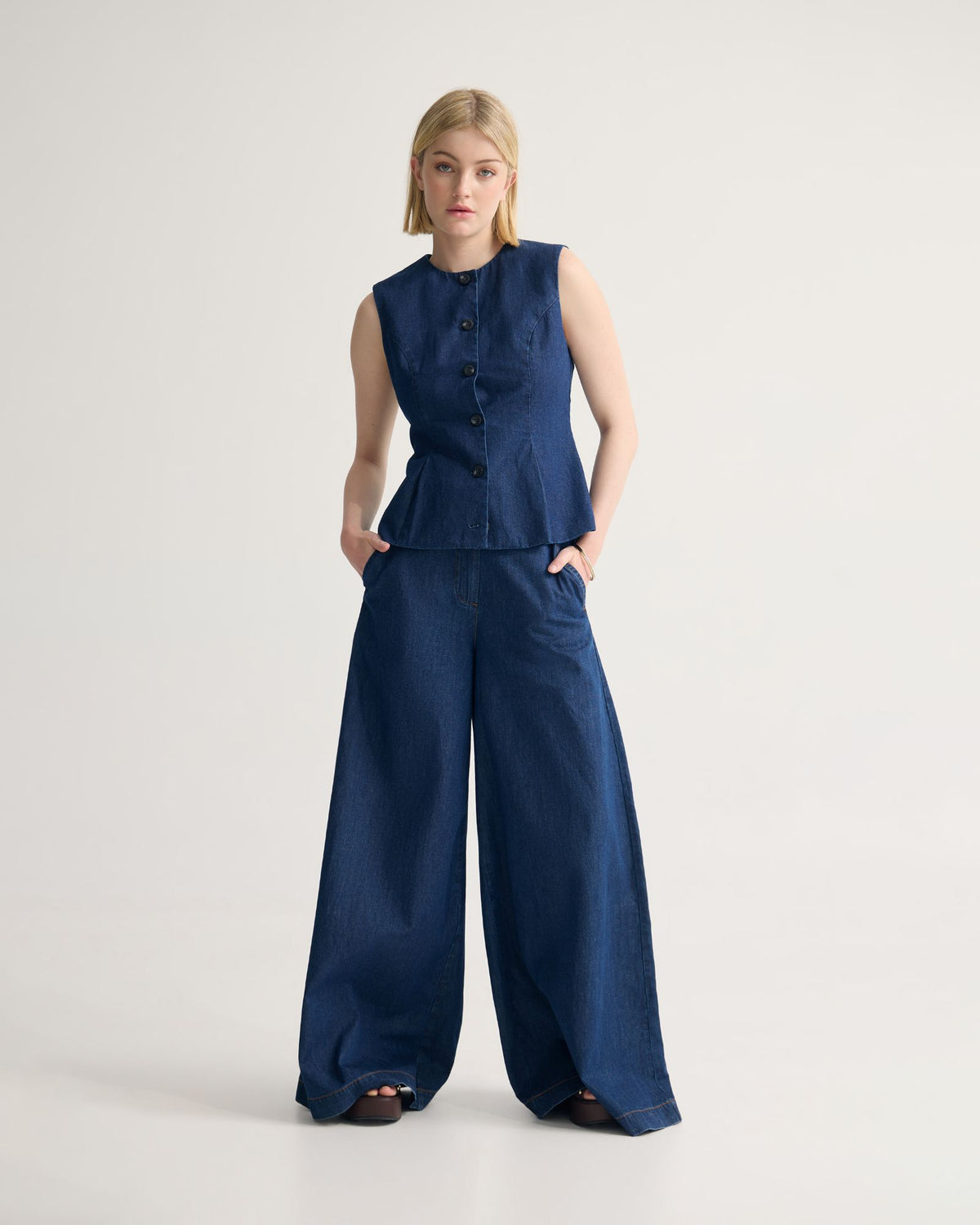 Katie Denim Waistcoat WOMENS TOPS