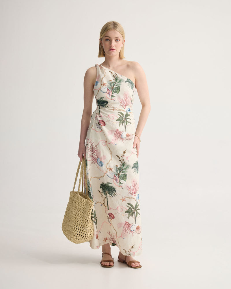 Maja One Shoulder Linen Dress WOMENS DRESSES