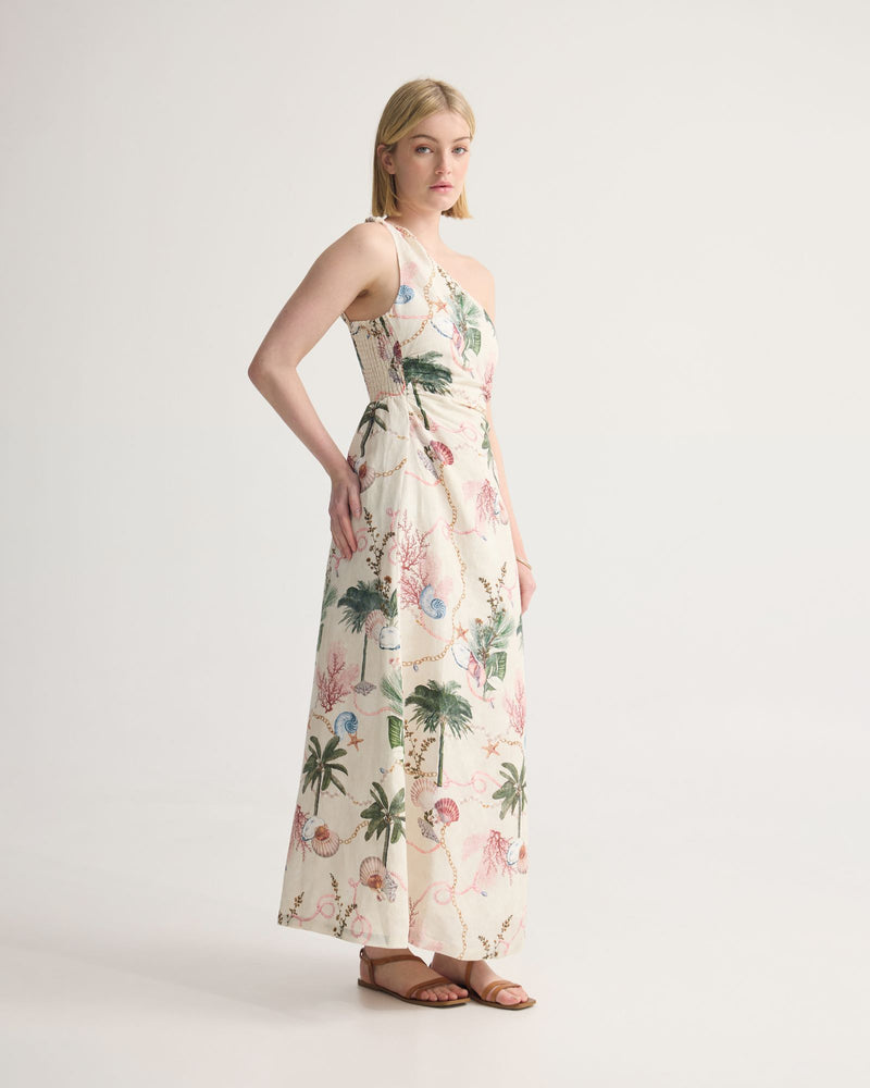 Maja One Shoulder Linen Dress WOMENS DRESSES