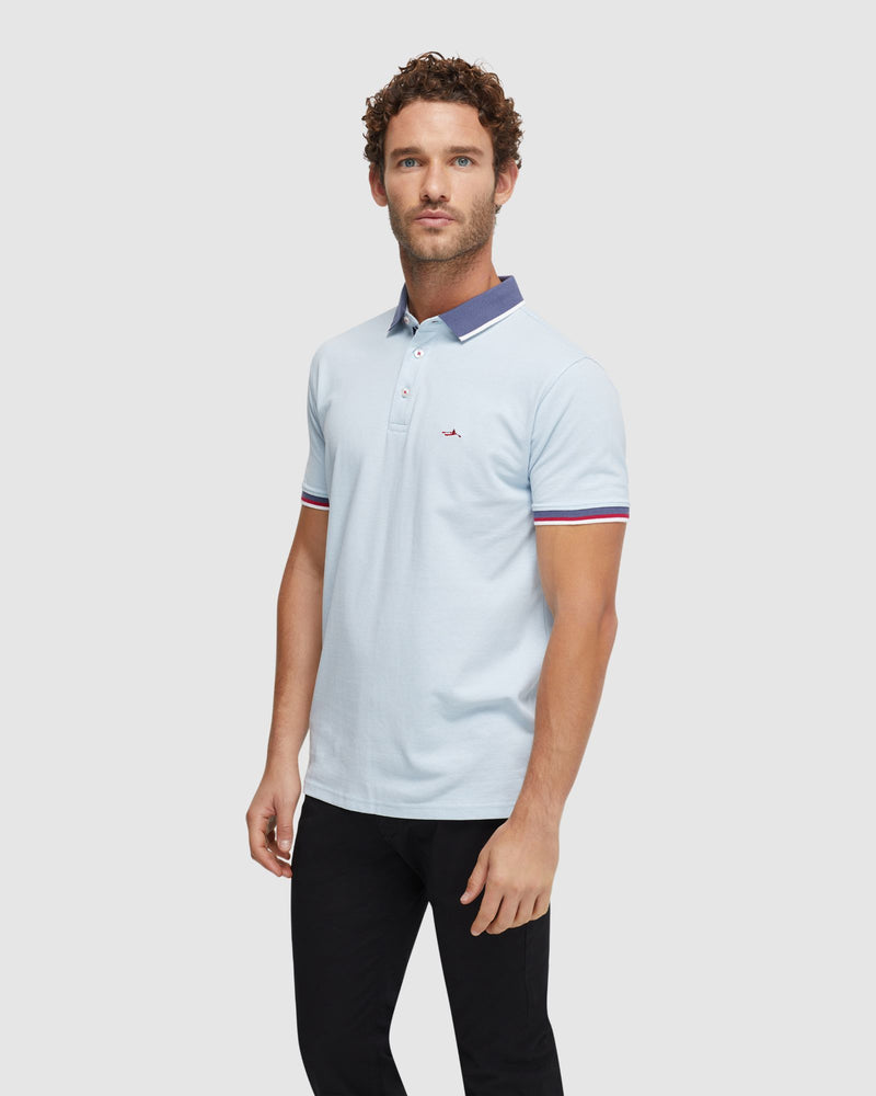 CAM CONTRAST COLLAR PIQUE POLO - AVAILABLE ~ 1-2 weeks MENS KNITS