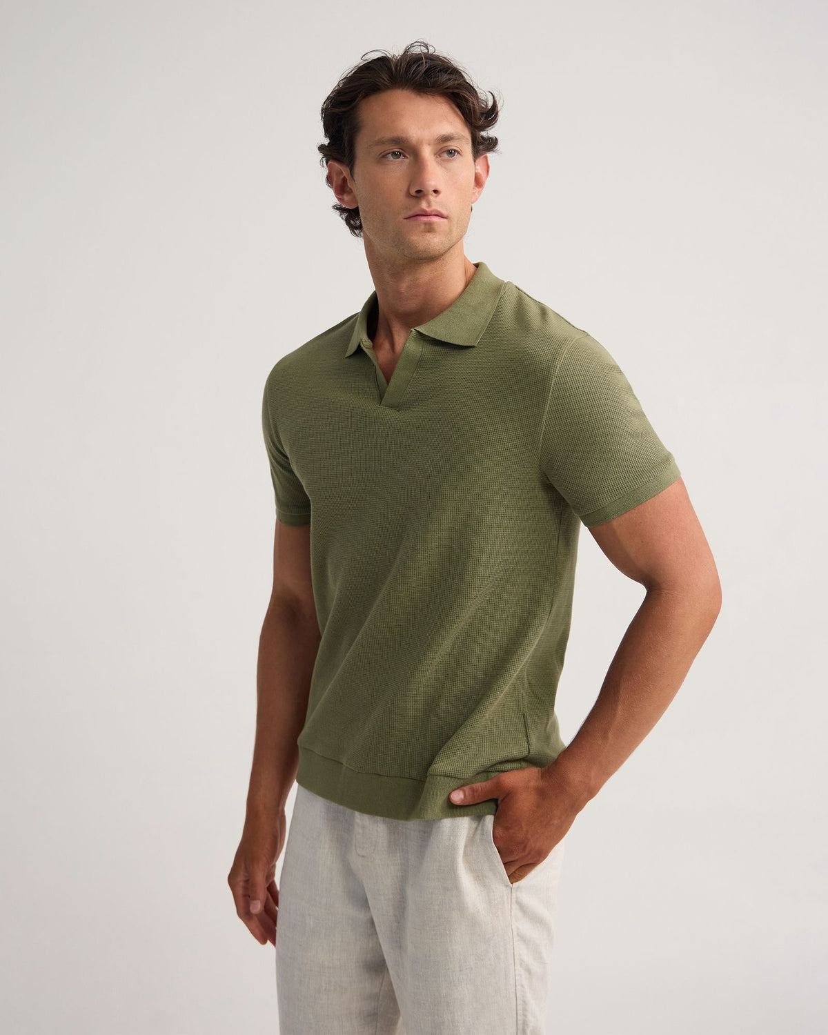Beau Waffle Polo MENS KNITS