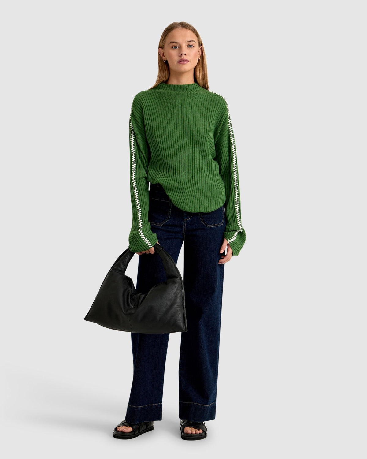 SIERRA KNIT TOP WITH CONTRAST STITCH WOMENS KNITWEAR