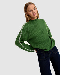 SIERRA KNIT TOP WITH CONTRAST STITCH WOMENS KNITWEAR