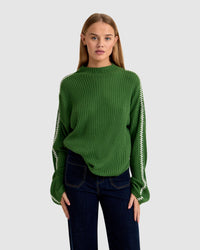 SIERRA KNIT TOP WITH CONTRAST STITCH WOMENS KNITWEAR