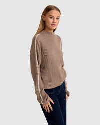 SIERRA KNIT TOP WITH CONTRAST STITCH WOMENS KNITWEAR