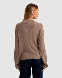 SIERRA KNIT TOP WITH CONTRAST STITCH WOMENS KNITWEAR