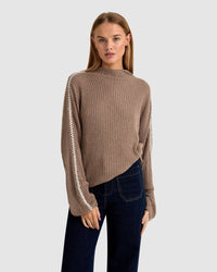 SIERRA KNIT TOP WITH CONTRAST STITCH WOMENS KNITWEAR