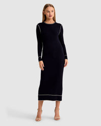 MICHELLE CONTRAST STITCH KNIT DRESS WOMENS DRESSES
