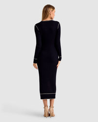 MICHELLE CONTRAST STITCH KNIT DRESS WOMENS DRESSES