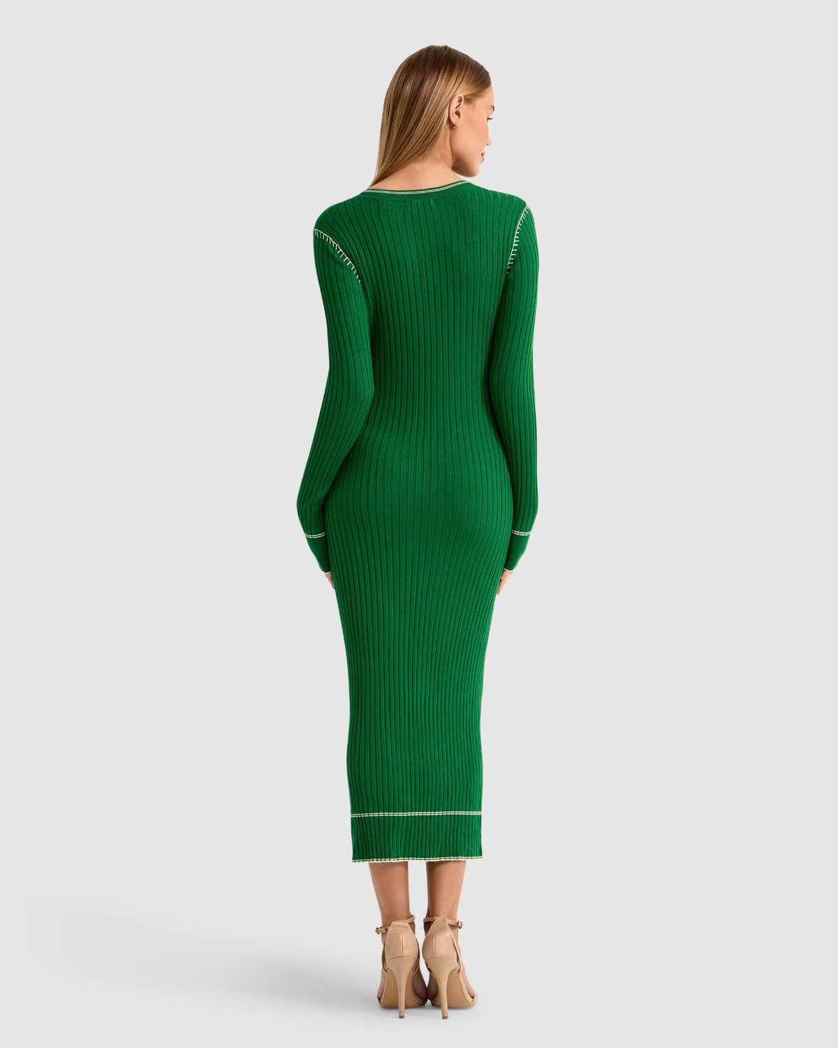 MICHELLE CONTRAST STITCH KNIT DRESS WOMENS DRESSES