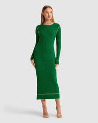 MICHELLE CONTRAST STITCH KNIT DRESS WOMENS DRESSES