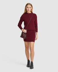 REBA CABLE MINI DRESS WOMENS DRESSES