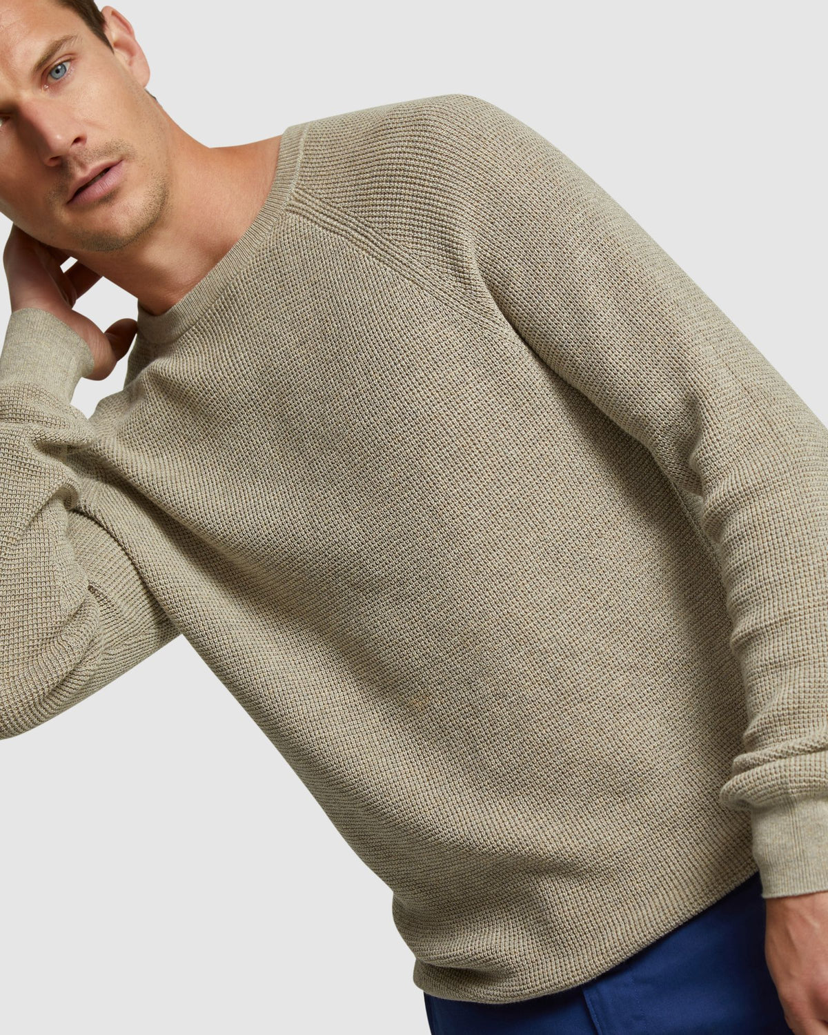 BILLY WAFFLE COTTON CASHMERE KNIT MENS KNITWEAR