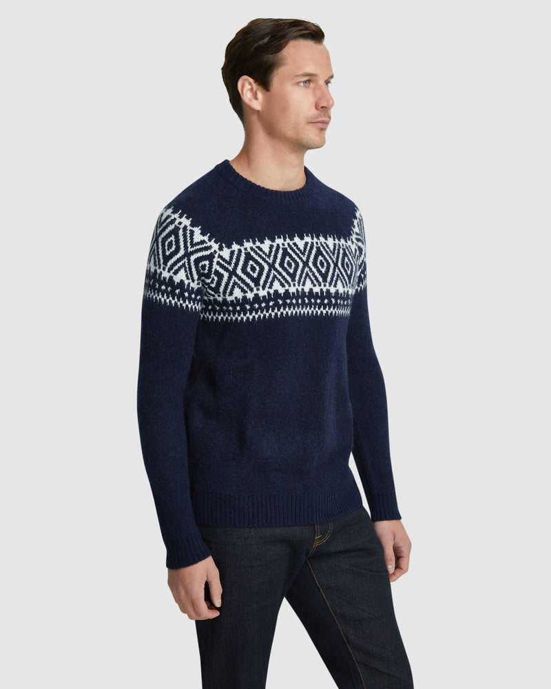 LACHIE PATTERNED CREW NECK KNIT TOP MENS KNITWEAR