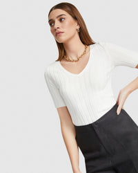 LUCY RIB V-NECK KNITTED TOP WOMENS KNITWEAR