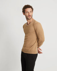 TIPPING V-NECK KNITTED TOP MENS KNITWEAR